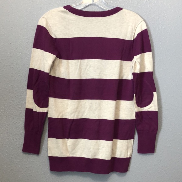 Halogen striped cardigan sweater Women's XS Purple white button V neck top - Picture 8 of 11